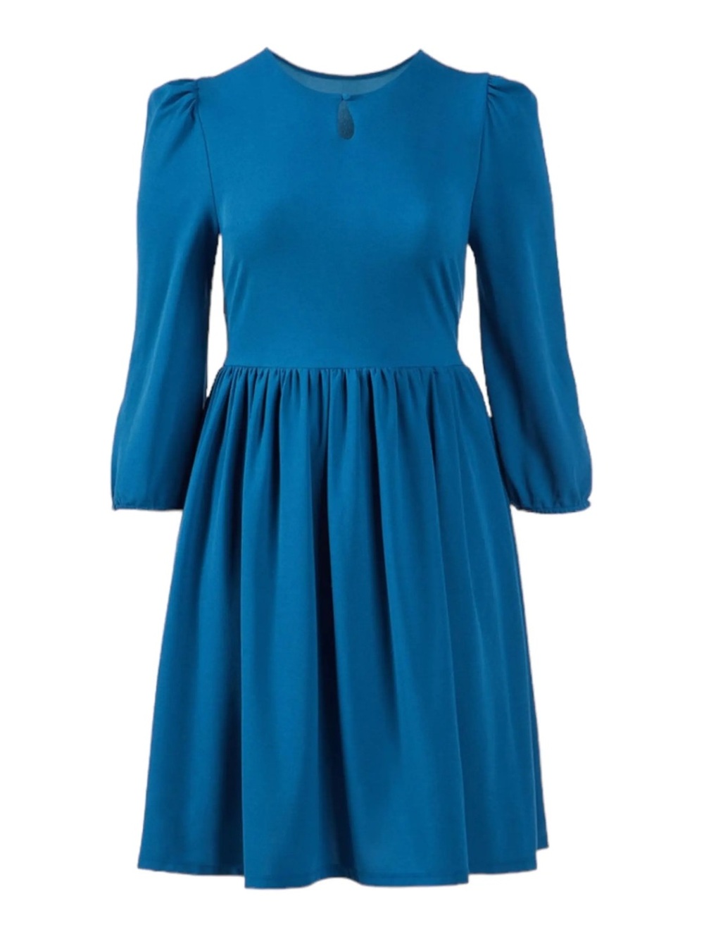 Leota Inman Keyhole Front Fit & Flare 3/4 Sleeve Dress in Classic Sky Blue 1X
